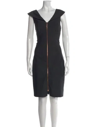 Pre-owned Ted Baker V-neck Knee-length Dress W/ Tags In Black