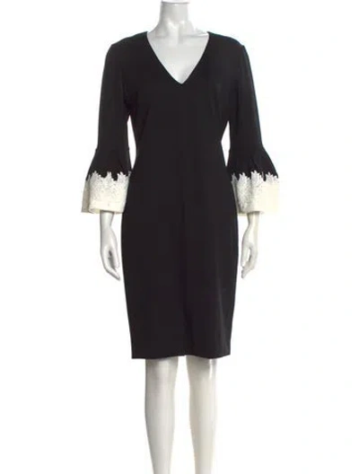 Pre-owned Ted Baker V-neck Knee-length Dress W/ Tags In Black