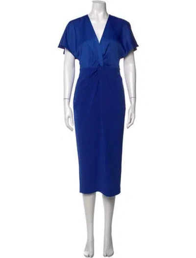 Pre-owned Ted Baker V-neck Knee-length Dress W/ Tags In Blue