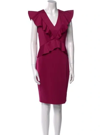 Pre-owned Ted Baker V-neck Knee-length Dress W/ Tags In Multi