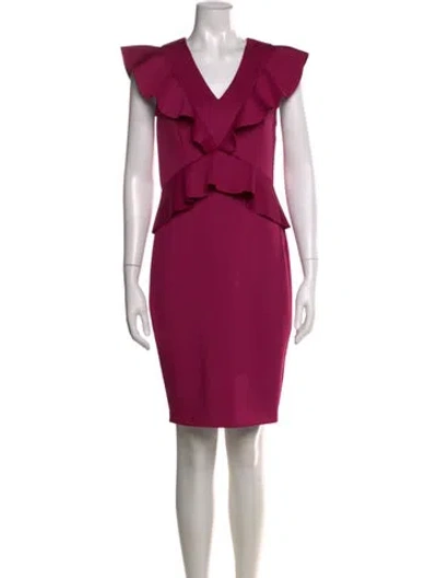 Pre-owned Ted Baker V-neck Knee-length Dress W/ Tags In Pink