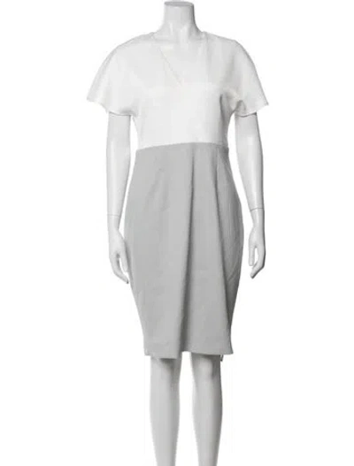 Pre-owned Ted Baker V-neck Knee-length Dress In White