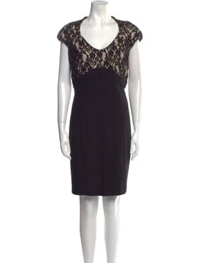 Pre-owned Ted Baker V-neck Long Dress In Black