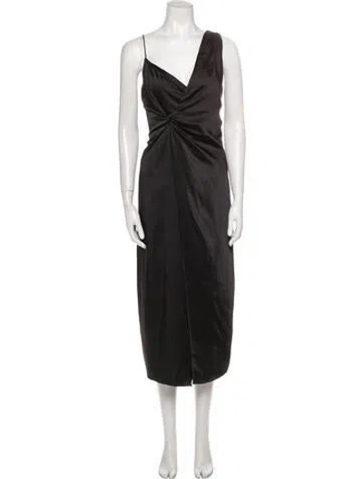 Pre-owned Ted Baker V-neck Long Dress In Black