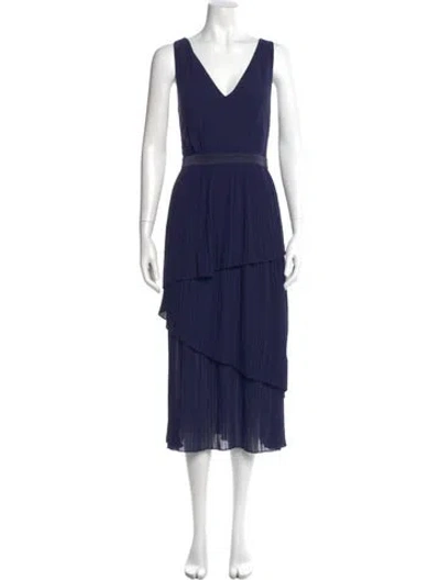 Pre-owned Ted Baker V-neck Long Dress In Blue