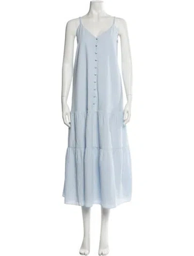 Pre-owned Ted Baker V-neck Long Dress In Blue