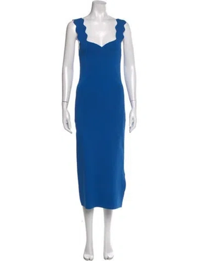 Pre-owned Ted Baker V-neck Long Dress In Blue