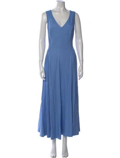 Pre-owned Ted Baker V-neck Long Dress In Blue