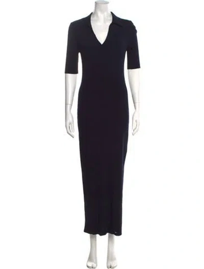 Pre-owned Ted Baker V-neck Long Dress In Blue