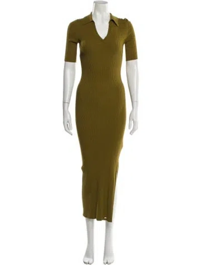 Pre-owned Ted Baker V-neck Long Dress In Green