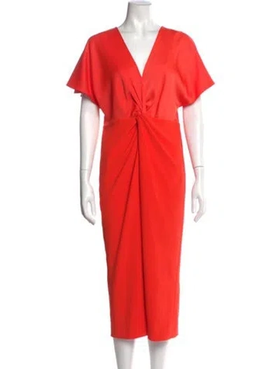 Pre-owned Ted Baker V-neck Long Dress In Orange