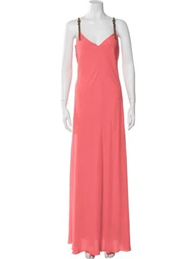 Pre-owned Ted Baker V-neck Long Dress In Pink