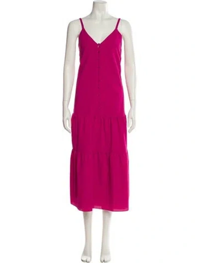 Pre-owned Ted Baker V-neck Long Dress In Red