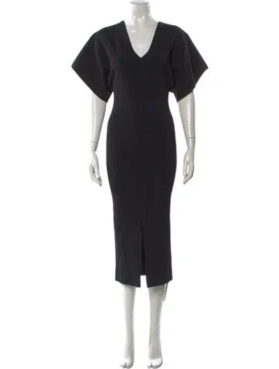 Pre-owned Ted Baker V-neck Long Dress W/ Tags In Black