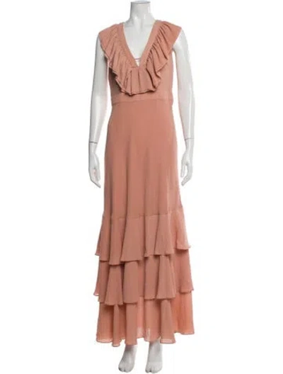 Pre-owned Ted Baker V-neck Long Dress W/ Tags In Pink