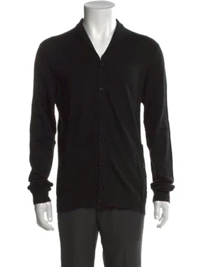 Pre-owned Ted Baker V-neck Long Sleeve Cardigan In Black