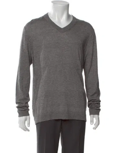 Pre-owned Ted Baker V-neck Long Sleeve Pullover In Gray