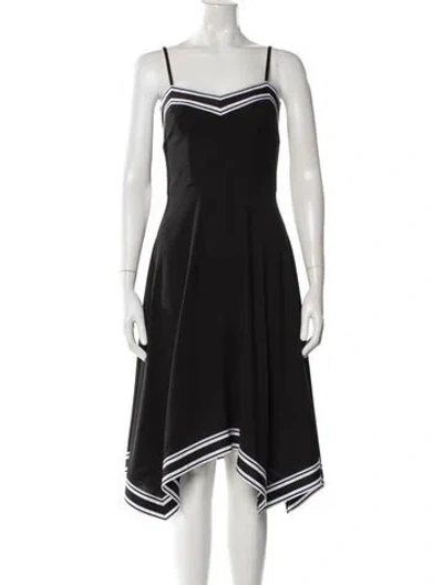 Pre-owned Ted Baker V-neck Midi Length Dress In Black