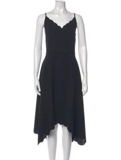 Pre-owned Ted Baker V-neck Midi Length Dress In Blue