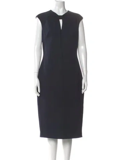 Pre-owned Ted Baker V-neck Midi Length Dress In Gray