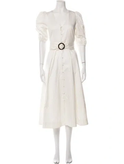 Pre-owned Ted Baker V-neck Midi Length Dress In Neutrals