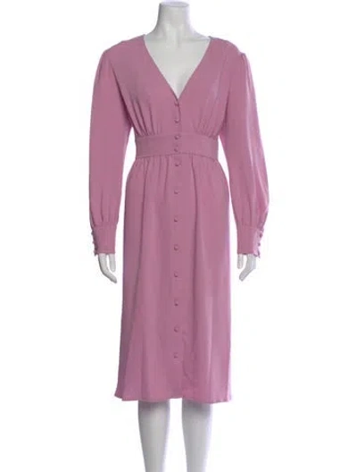 Pre-owned Ted Baker V-neck Midi Length Dress In Pink