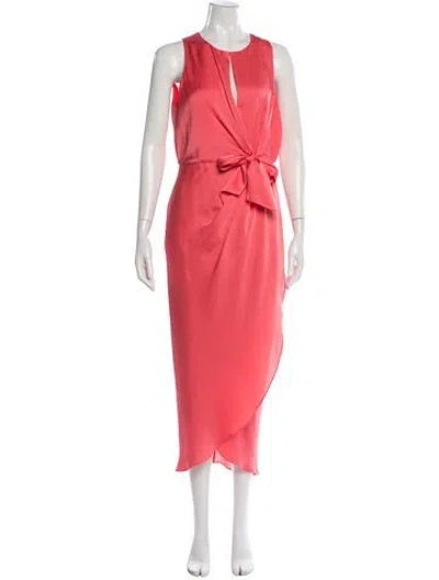 Pre-owned Ted Baker V-neck Midi Length Dress In Pink