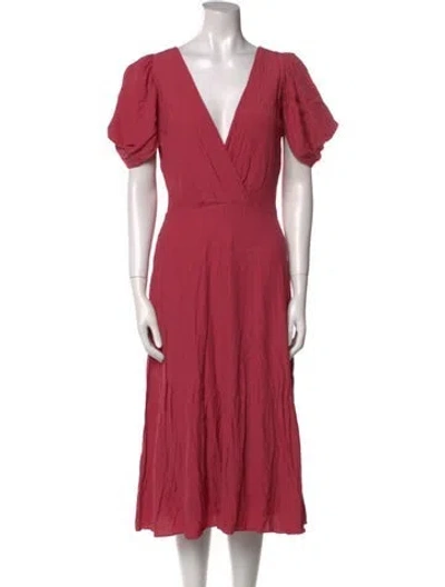 Pre-owned Ted Baker V-neck Midi Length Dress In Pink
