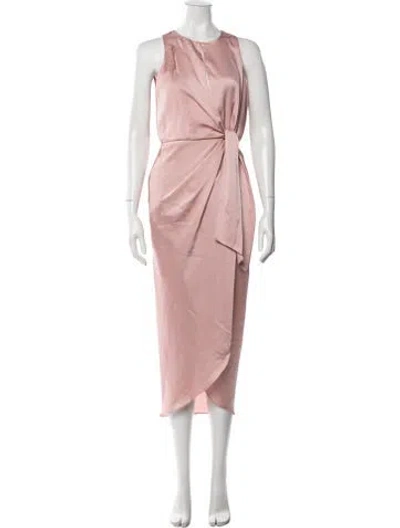 Pre-owned Ted Baker V-neck Midi Length Dress In Pink