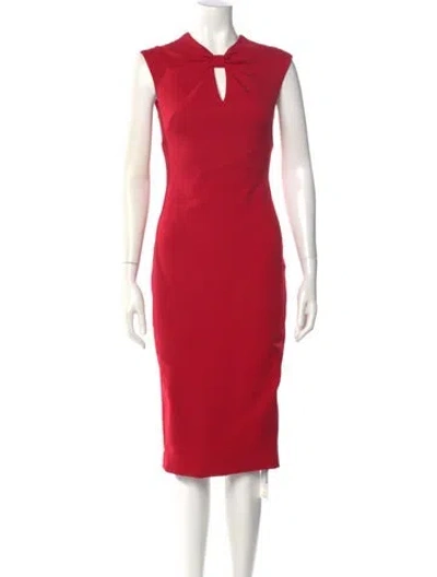 Pre-owned Ted Baker V-neck Midi Length Dress In Red