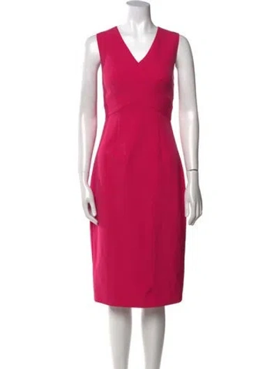 Pre-owned Ted Baker V-neck Midi Length Dress W/ Tags In Pink