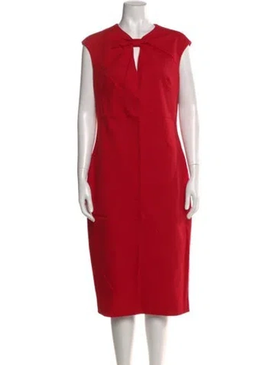 Pre-owned Ted Baker V-neck Midi Length Dress W/ Tags In Red
