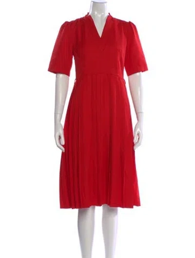 Pre-owned Ted Baker V-neck Midi Length Dress W/ Tags In Red