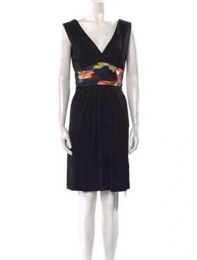 Pre-owned Ted Baker V-neck Mini Dress In Black