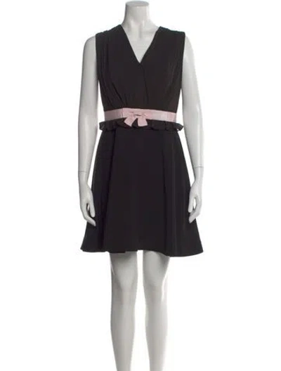 Pre-owned Ted Baker V-neck Mini Dress In Black