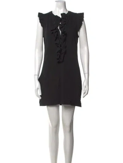 Pre-owned Ted Baker V-neck Mini Dress In Black