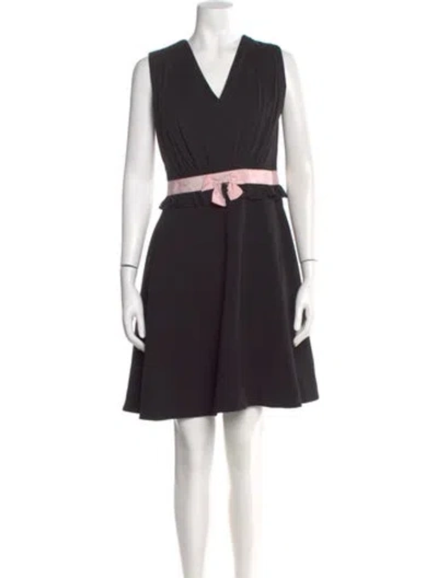 Pre-owned Ted Baker V-neck Mini Dress In Black