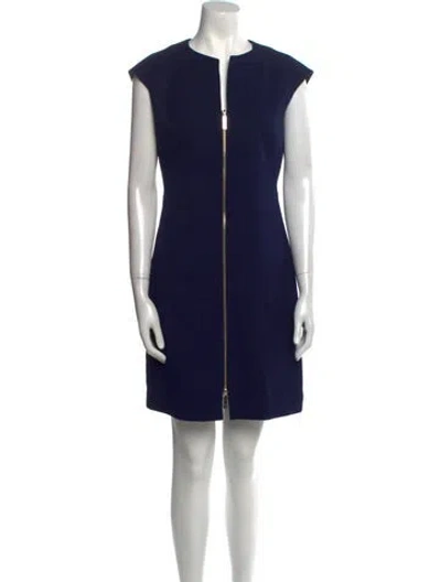 Pre-owned Ted Baker V-neck Mini Dress In Blue