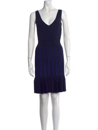 Pre-owned Ted Baker V-neck Mini Dress In Blue