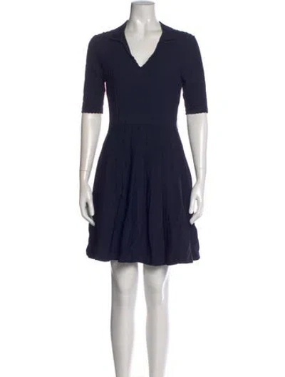 Pre-owned Ted Baker V-neck Mini Dress In Blue