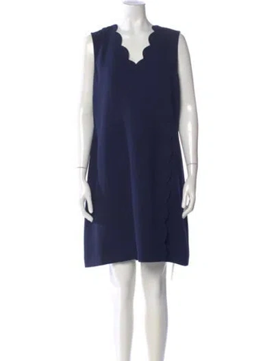 Pre-owned Ted Baker V-neck Mini Dress In Blue