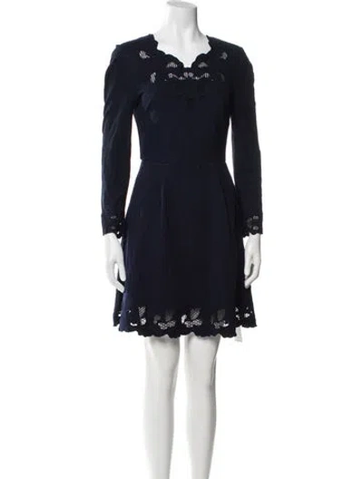 Pre-owned Ted Baker V-neck Mini Dress In Blue