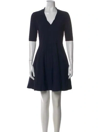 Pre-owned Ted Baker V-neck Mini Dress In Blue