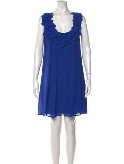Pre-owned Ted Baker V-neck Mini Dress In Blue