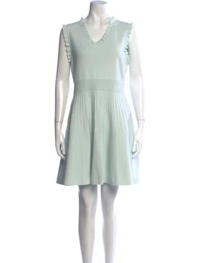 Pre-owned Ted Baker V-neck Mini Dress In Blue