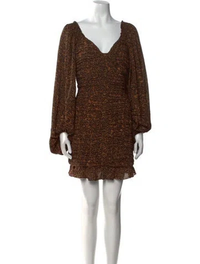 Pre-owned Ted Baker V-neck Mini Dress In Brown