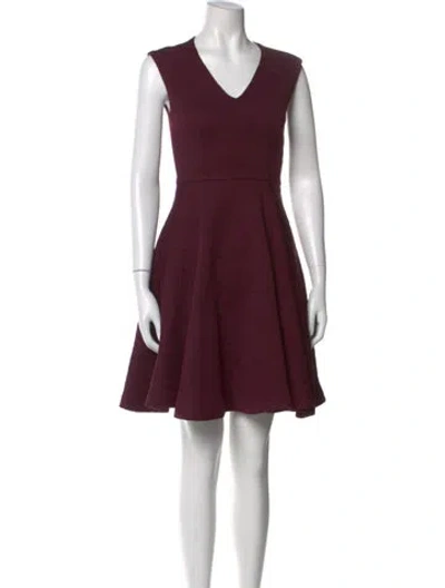 Pre-owned Ted Baker V-neck Mini Dress In Burgundy