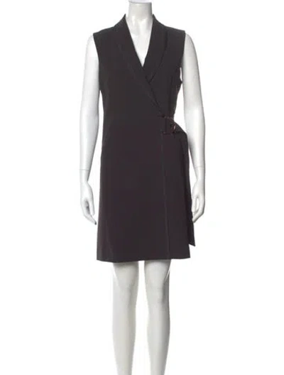 Pre-owned Ted Baker V-neck Mini Dress In Gray
