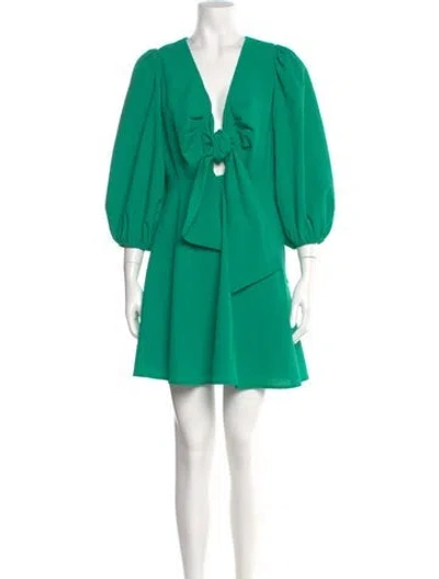 Pre-owned Ted Baker V-neck Mini Dress In Green