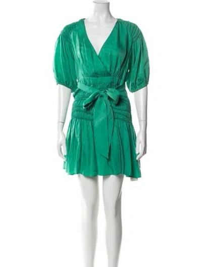 Pre-owned Ted Baker V-neck Mini Dress In Green